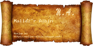 Mallár Albin névjegykártya